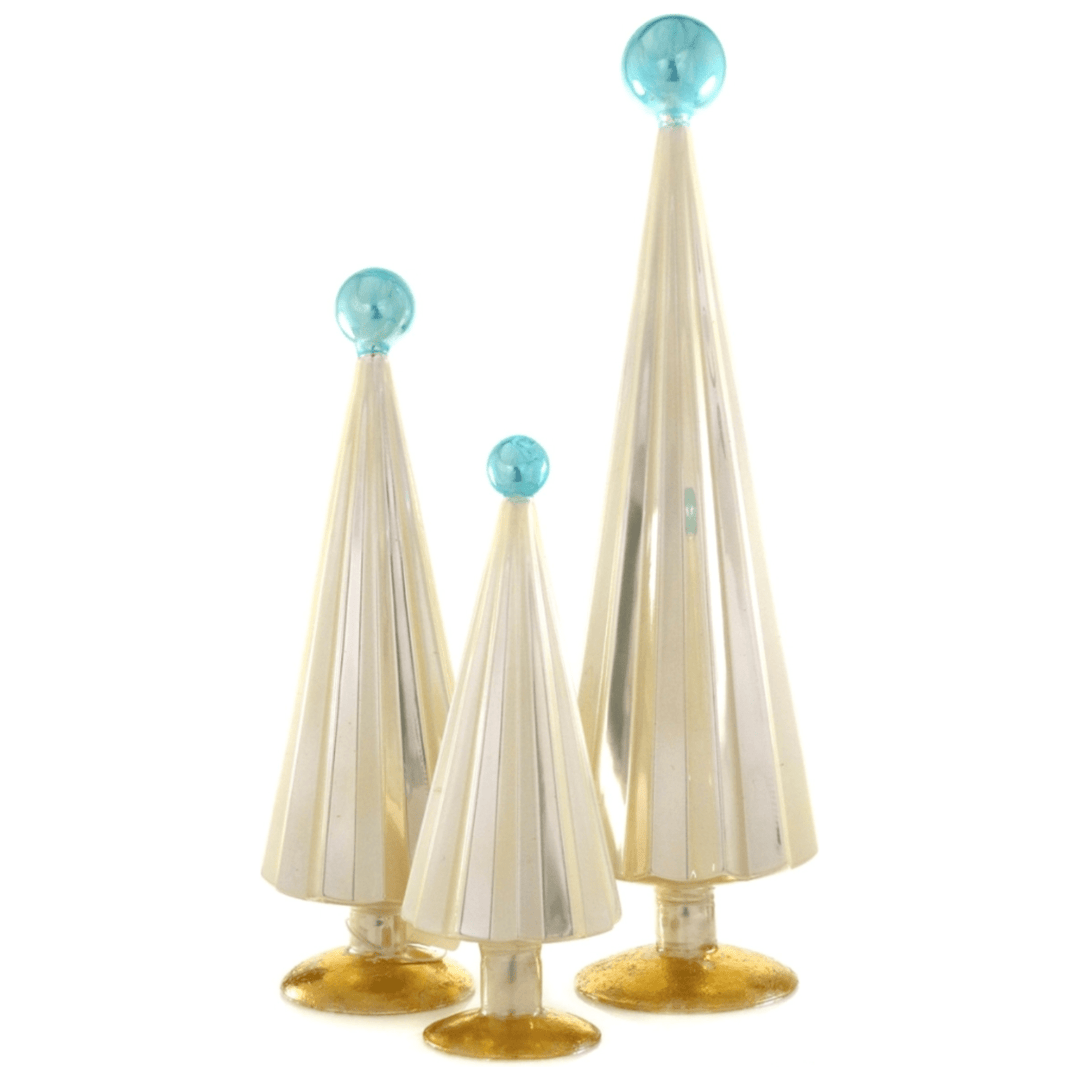 Pleated Trees - Pearl Blue Set of 3 - Something Splendid Co.