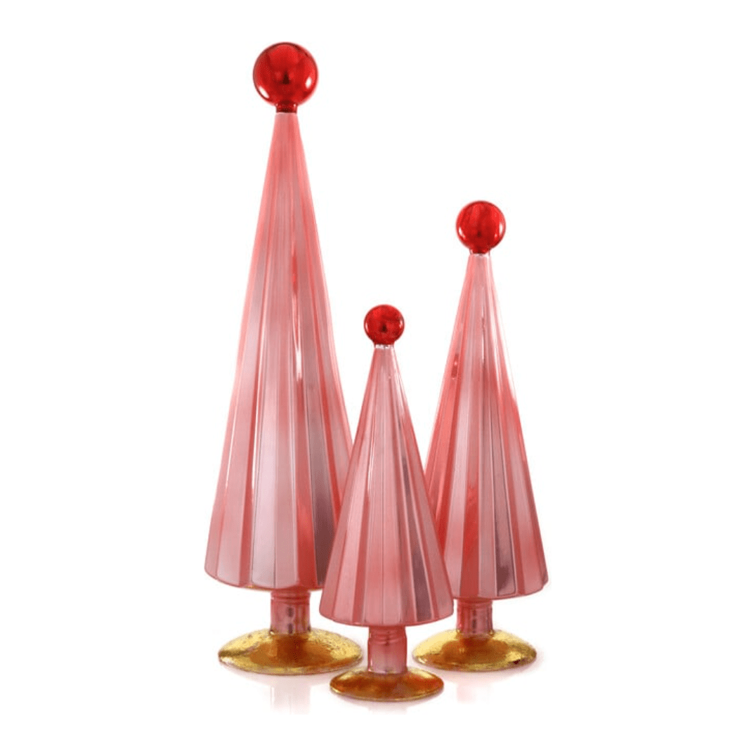 Pleated Trees - Pink Red Set of 3 - Something Splendid Co.