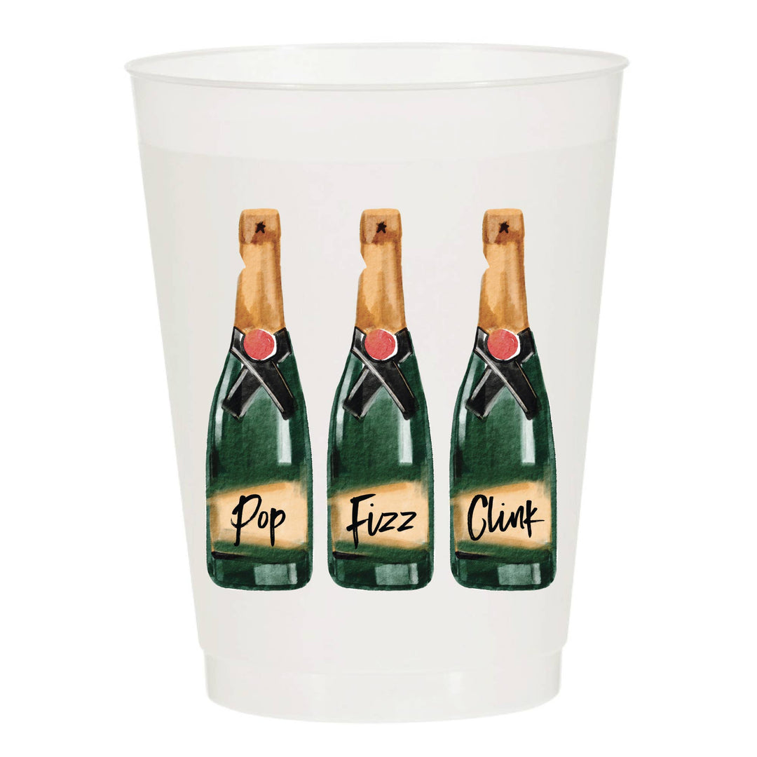 Pop Fizz Clink Champagne New Years Frosted Cups - New Years - Something Splendid Co.