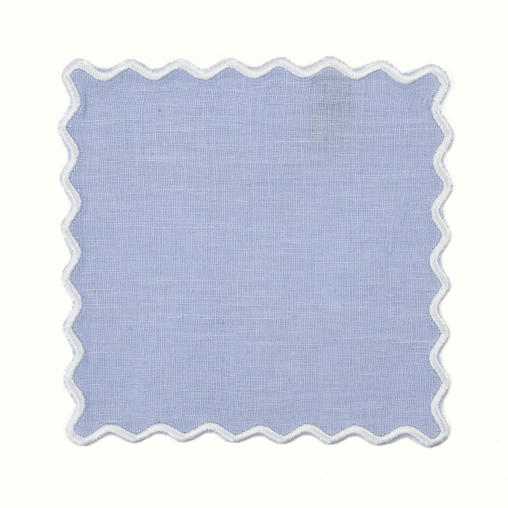 Powder Blue Linen Square Cocktail Napkins - Set of 4 - Something Splendid Co.