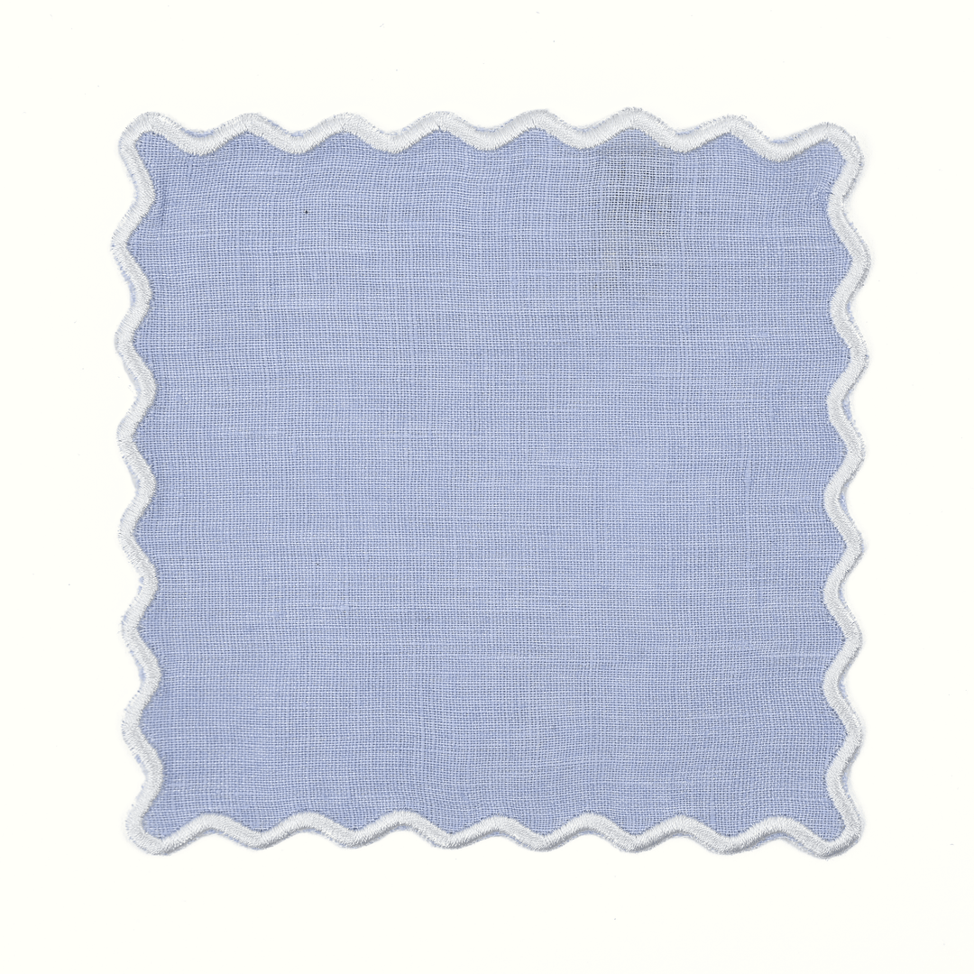 Powder Blue Linen Square Cocktail Napkins - Set of 4 - Something Splendid Co.