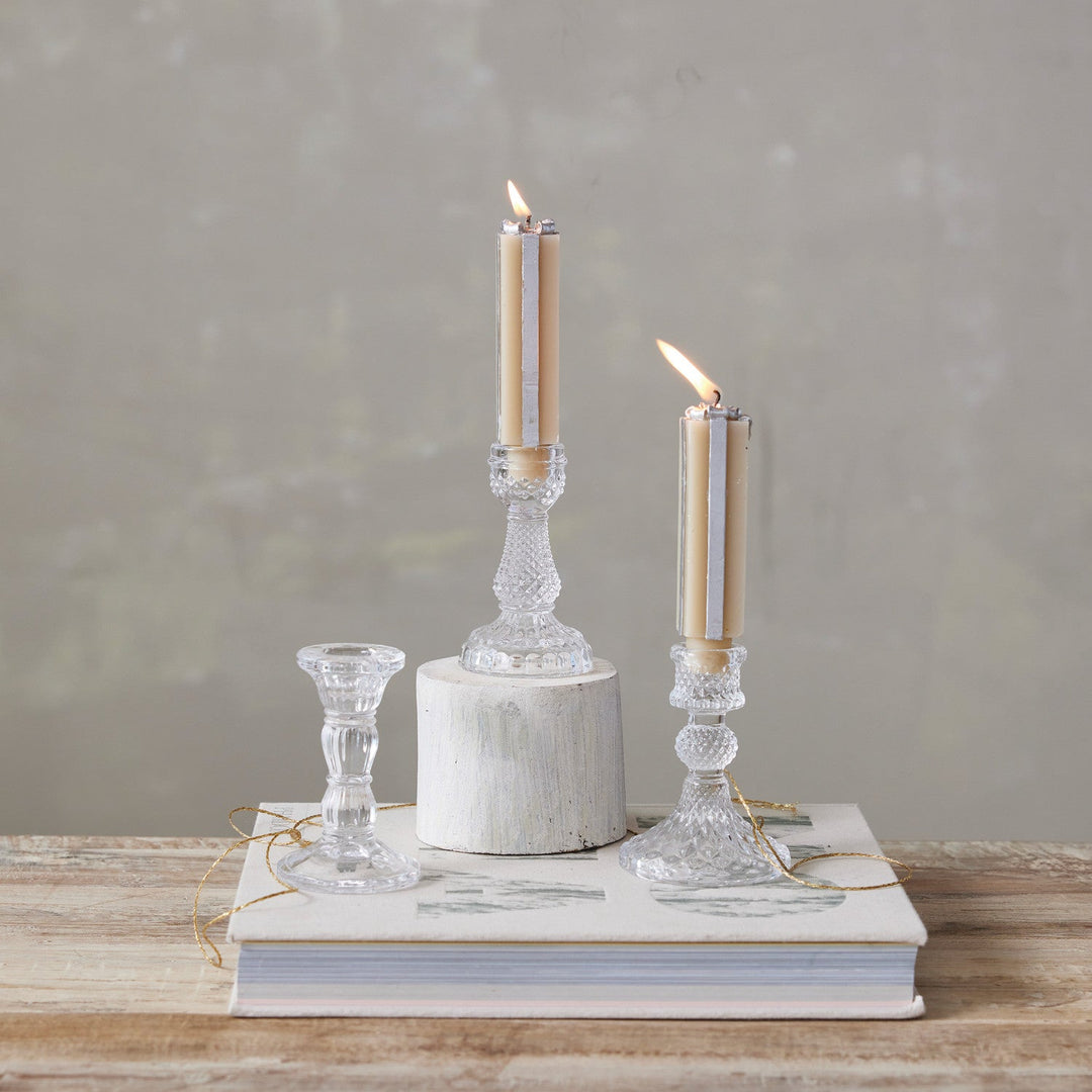 Pressed Glass Taper Holder, 3 Styles - Something Splendid Co.