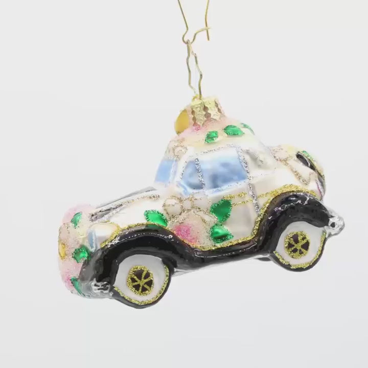 Wedding Day Wheels Gem Ornament