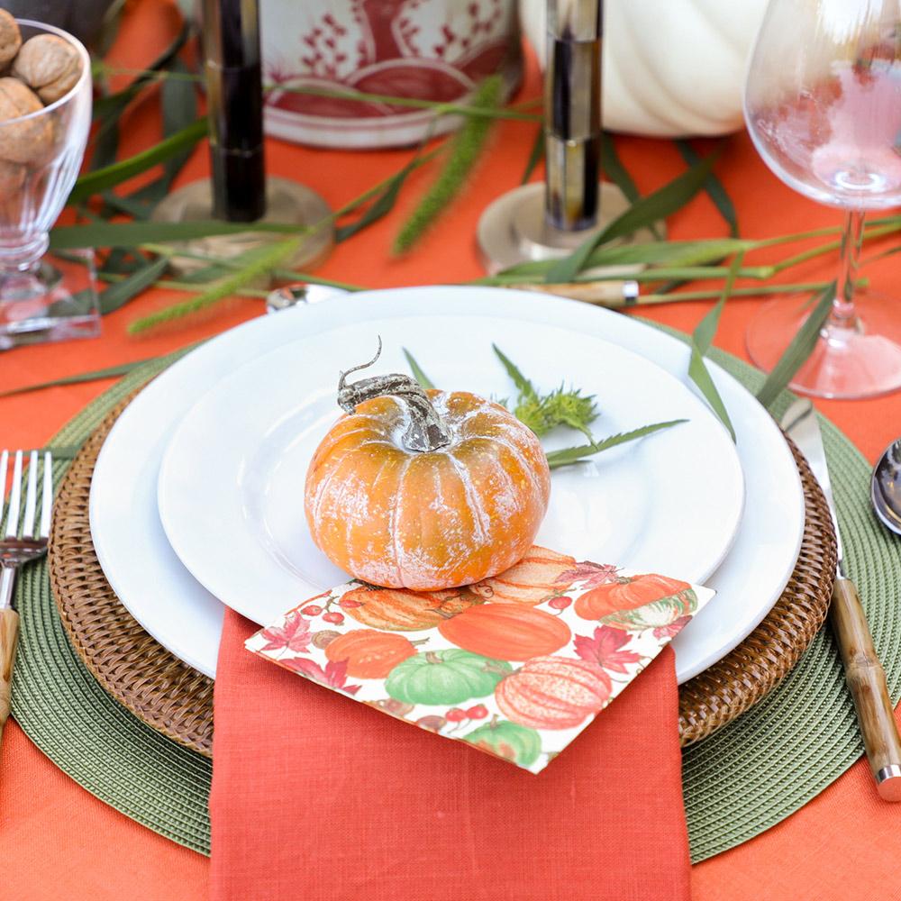 Pumpkin Field White Cocktail Napkins - Something Splendid Co.