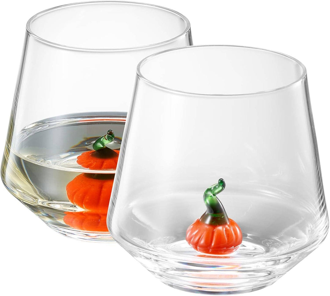 Pumpkin Stemless Wine Glasses