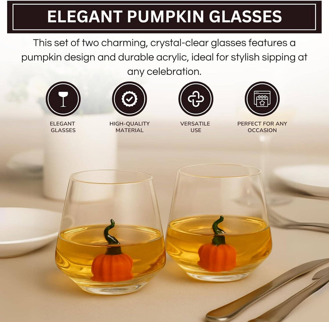 Pumpkin Halloween Wine Glasses, 10oz Set of 2 - Something Splendid Co.