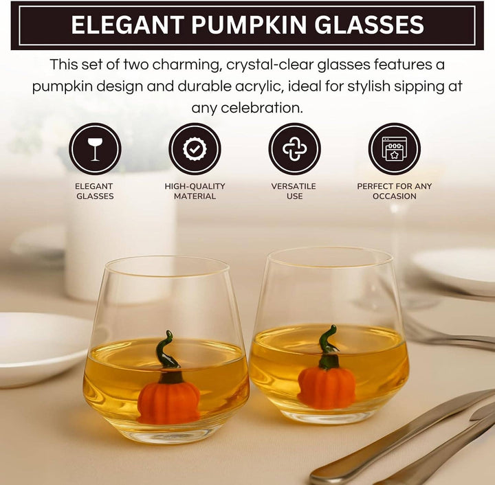 Pumpkin Halloween Wine Glasses, 10oz Set of 2 - Something Splendid Co.