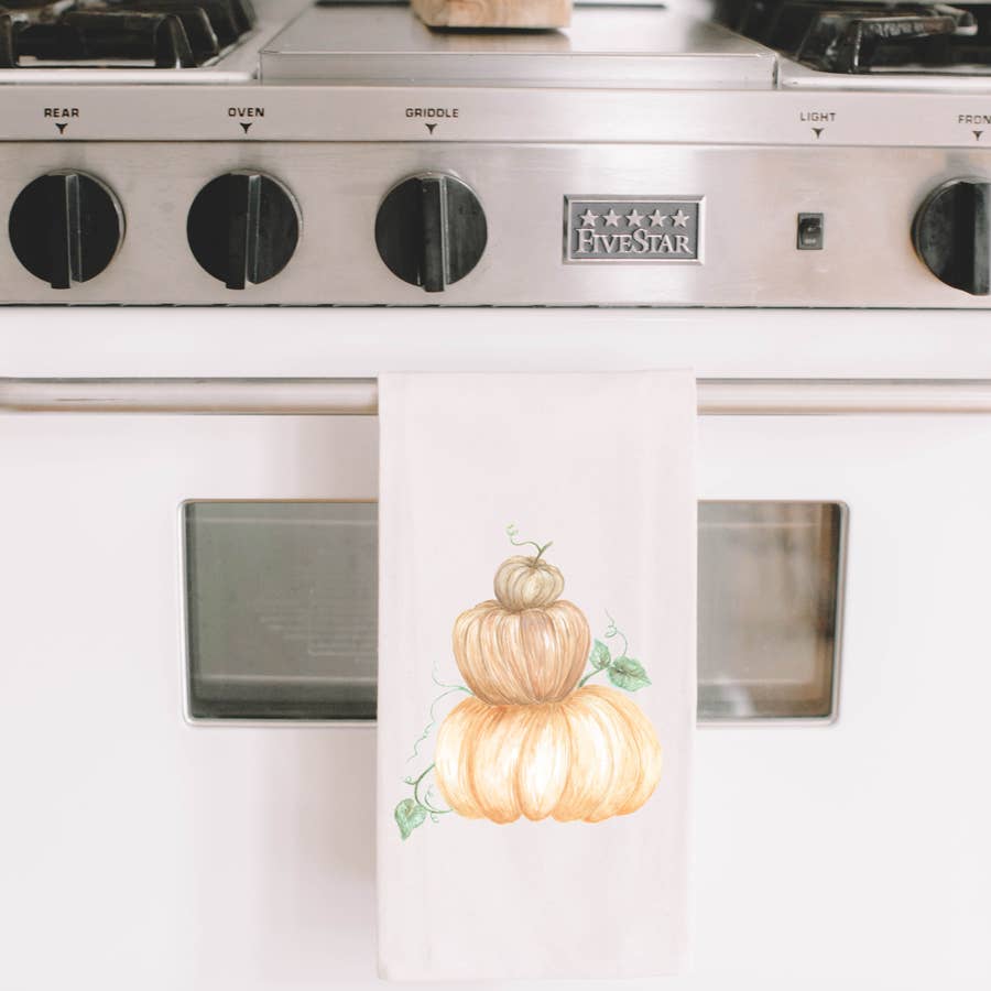 Pumpkin Stack Watercolor Tea Towel - Something Splendid Co.