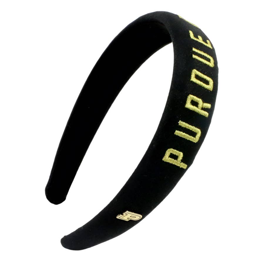 Purdue Black Thin Embroidered Headband - Something Splendid Co.
