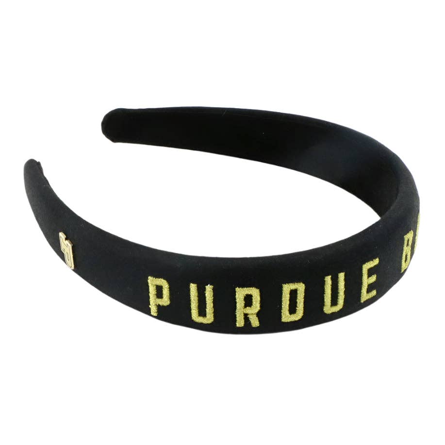 Purdue Black Thin Embroidered Headband - Something Splendid Co.