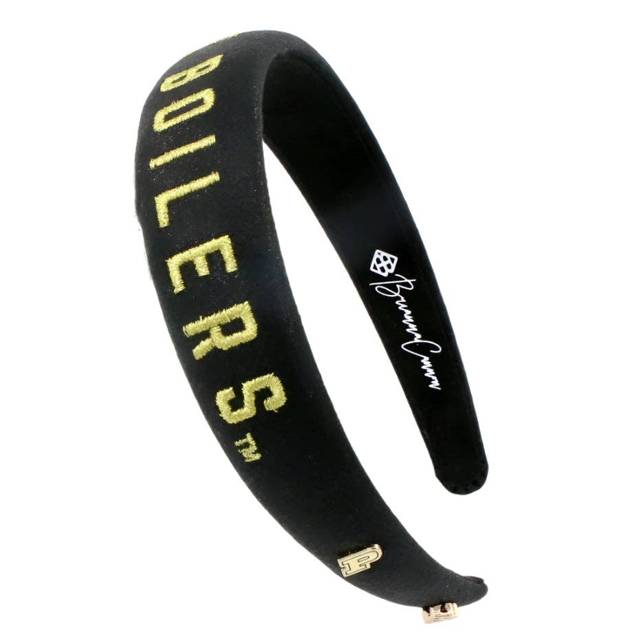 Purdue Black Thin Embroidered Headband - Something Splendid Co.