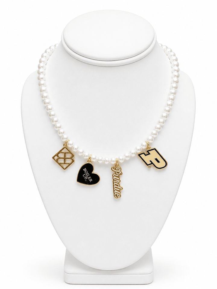 Purdue Pearl Charm Necklace - Something Splendid Co.