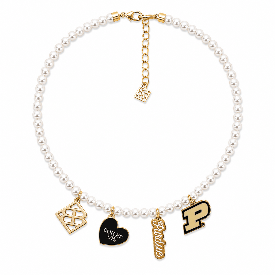 Purdue Pearl Charm Necklace - Something Splendid Co.