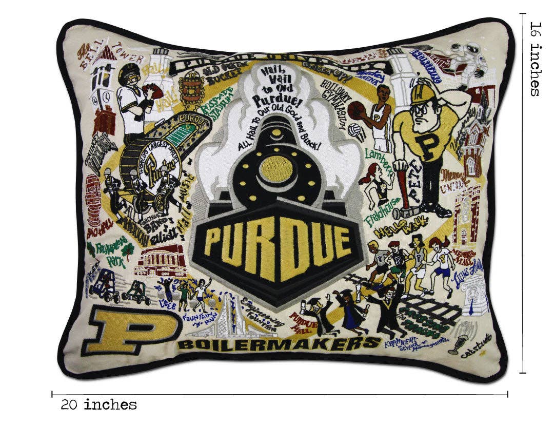 Purdue University Collegiate Embroidered Pillow - Something Splendid Co.