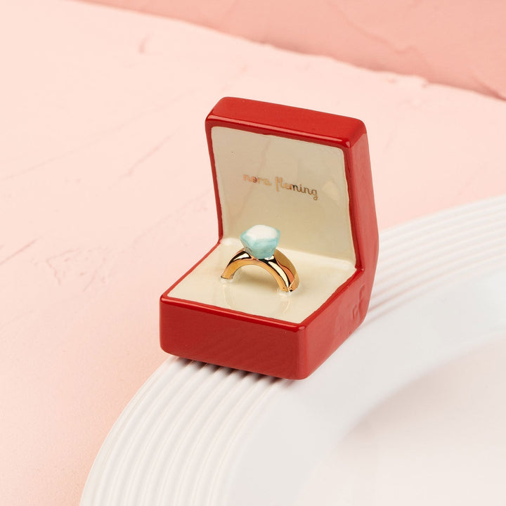 Put a Ring On It Mini by Nora Fleming — hand-painted ceramic sparkling ring in its box (alternate view)