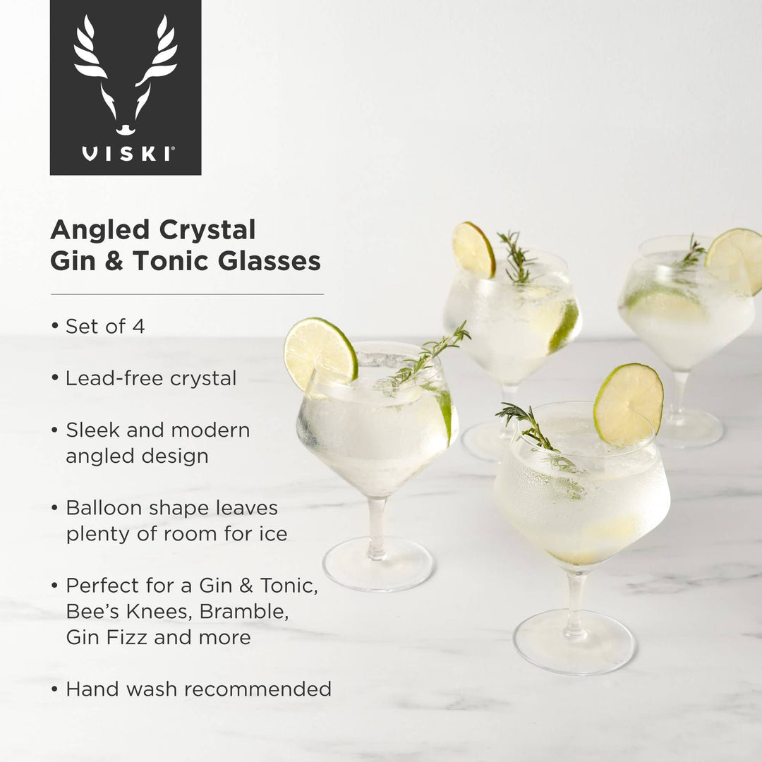 Raye™ Angled Crystal Gin and Tonic Glasses Set of 4 - Something Splendid Co.