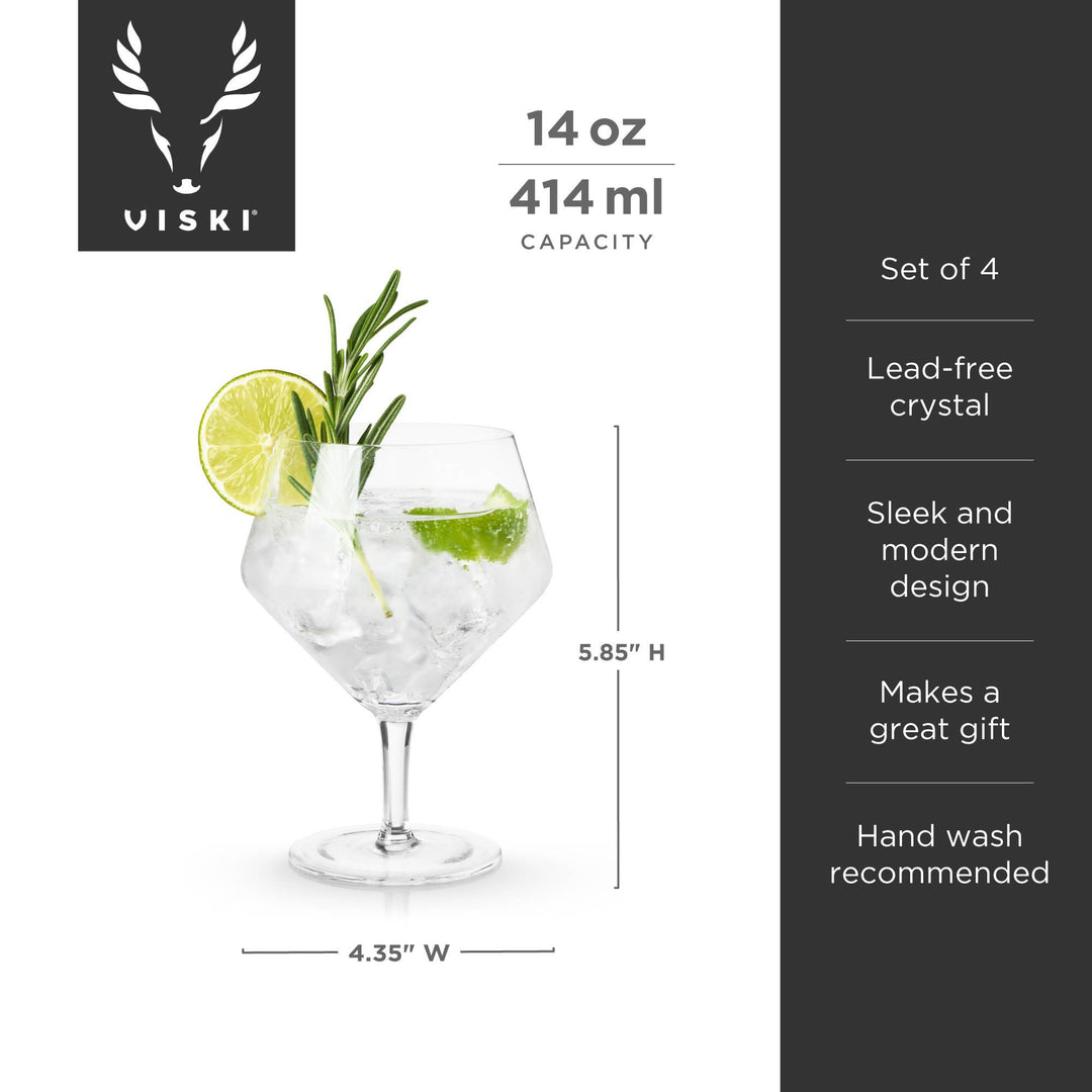 Raye™ Angled Crystal Gin and Tonic Glasses Set of 4 - Something Splendid Co.