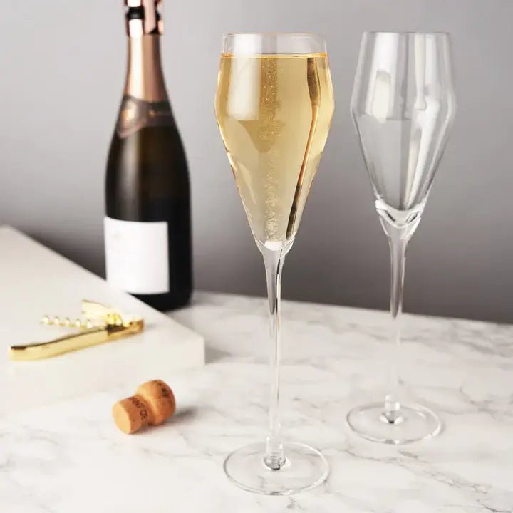 Raye Angled Stemmed Crystal Prosecco Glasses - Thumbnail 3