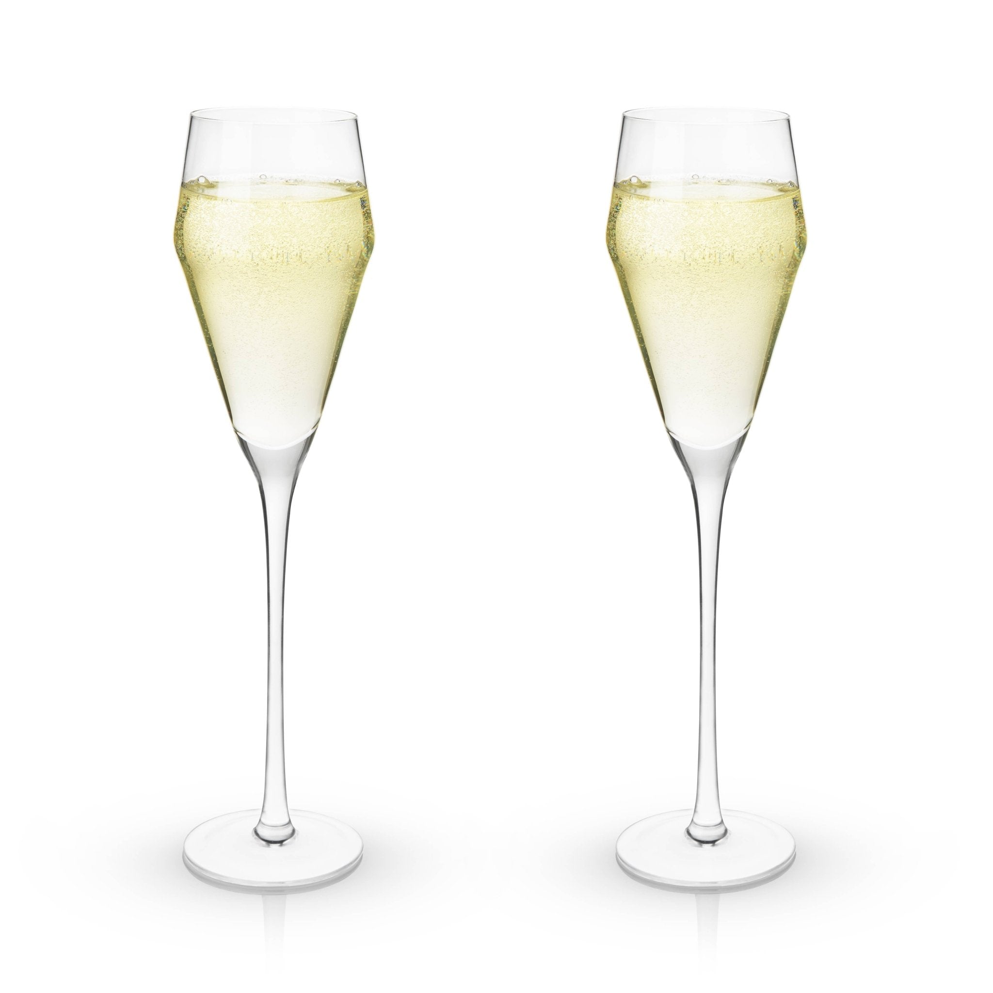 Raye Angled Stemmed Crystal Prosecco Glasses