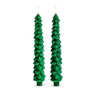 Green Tree Taper Candles, Set of 2