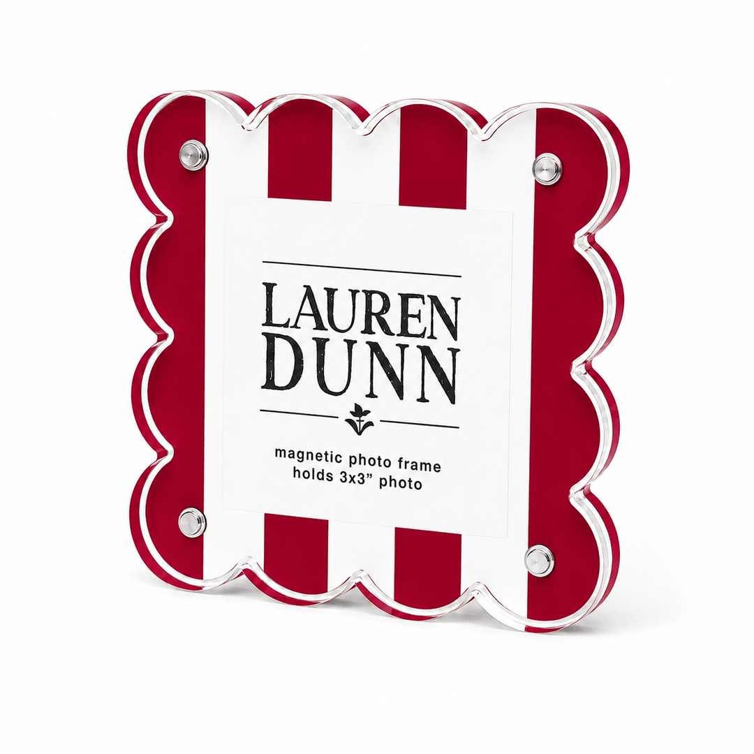 Red and White Striped Gameday Scalloped Acrylic Frame - Something Splendid Co.
