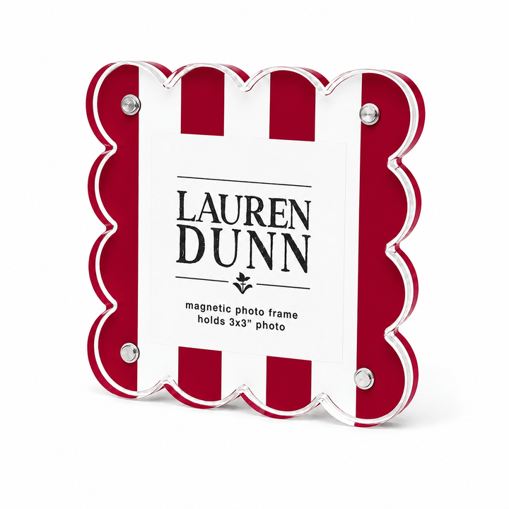 Red and White Striped Gameday Scalloped Acrylic Frame - Something Splendid Co.