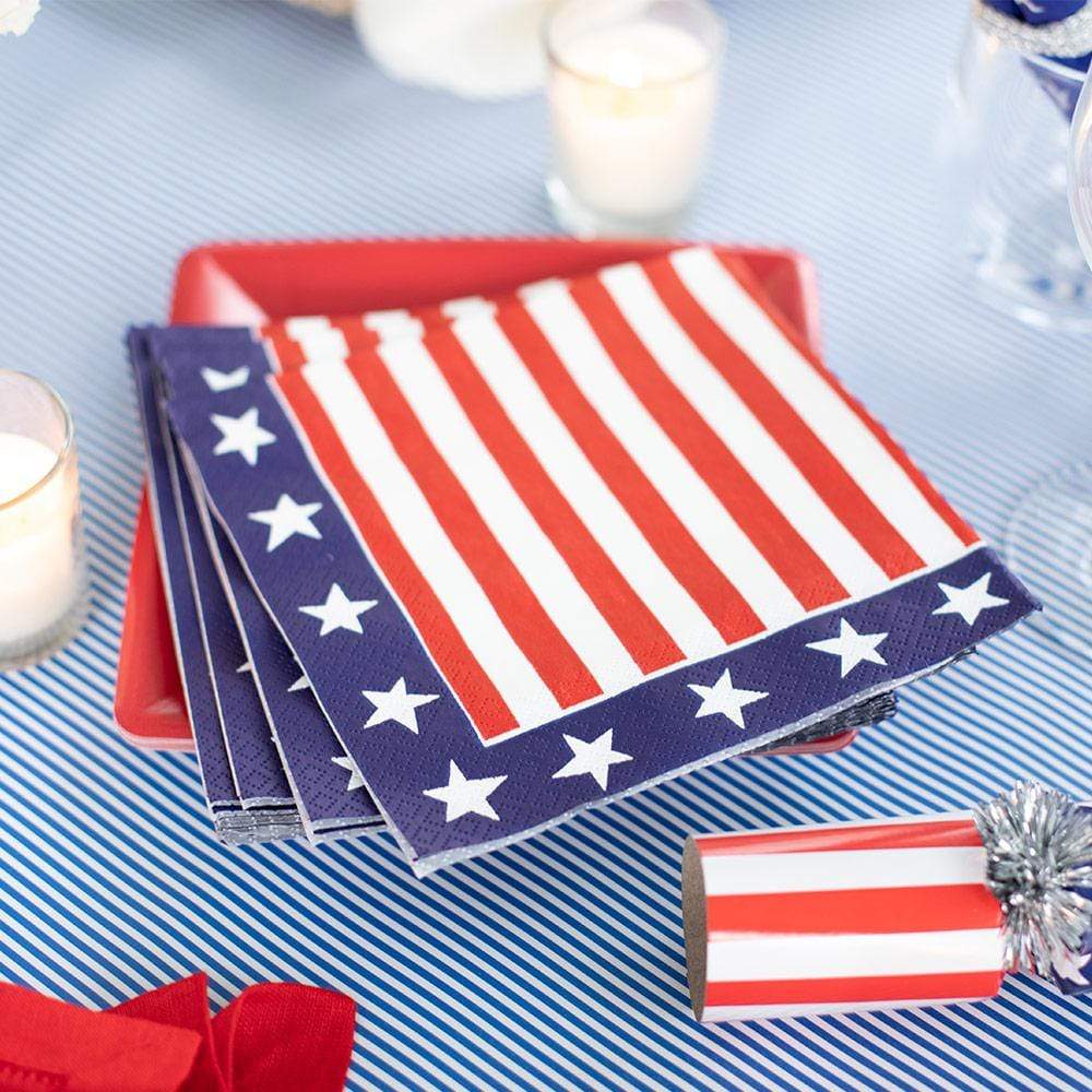 Red, White & Blue Paper Cocktail Napkins - Thumbnail 3