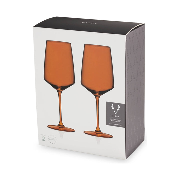 Reserve Nouveau Crystal Wine Glasses in Amber (Set of 2) - Something Splendid Co.