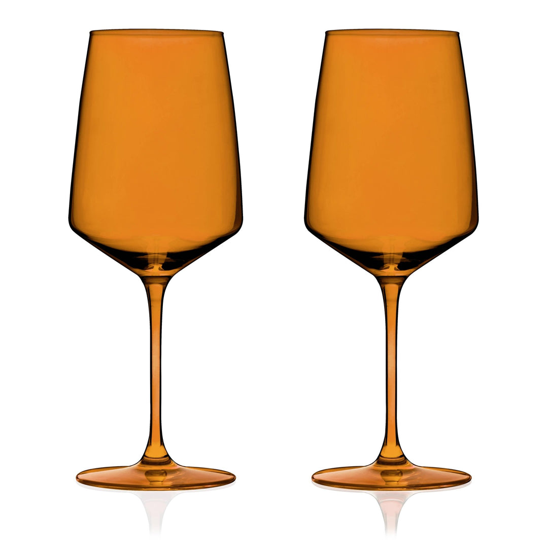 Reserve Nouveau Crystal Wine Glasses in Amber (Set of 2) - Something Splendid Co.