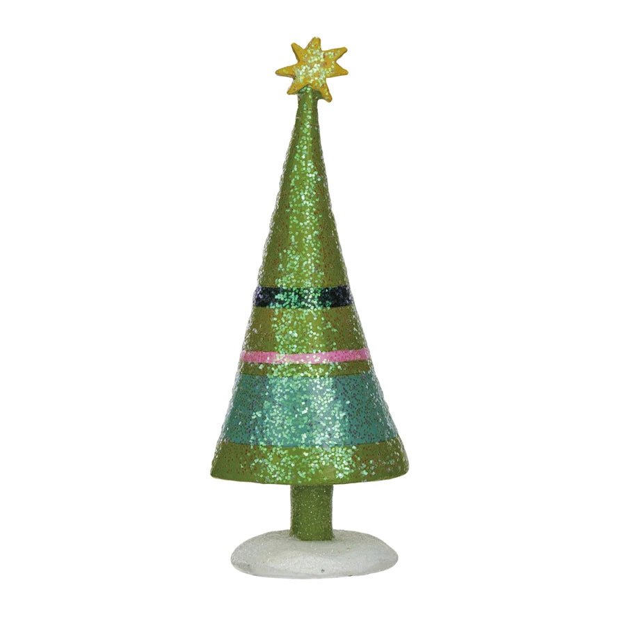 Resin Christmas Tree w/ Stripes, Star & Glitter - Something Splendid Co.