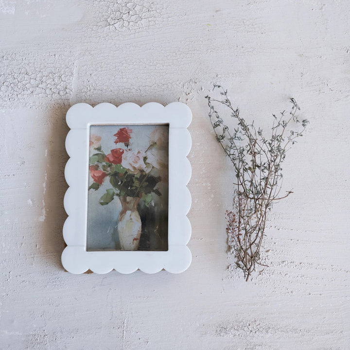 Resin & MDF Scalloped Photo Frame, White - Something Splendid Co.
