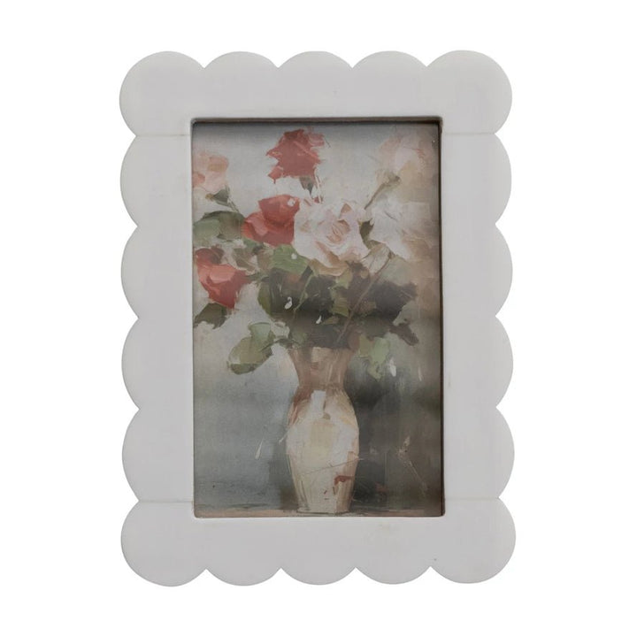 Resin & MDF Scalloped Photo Frame, White - Something Splendid Co.