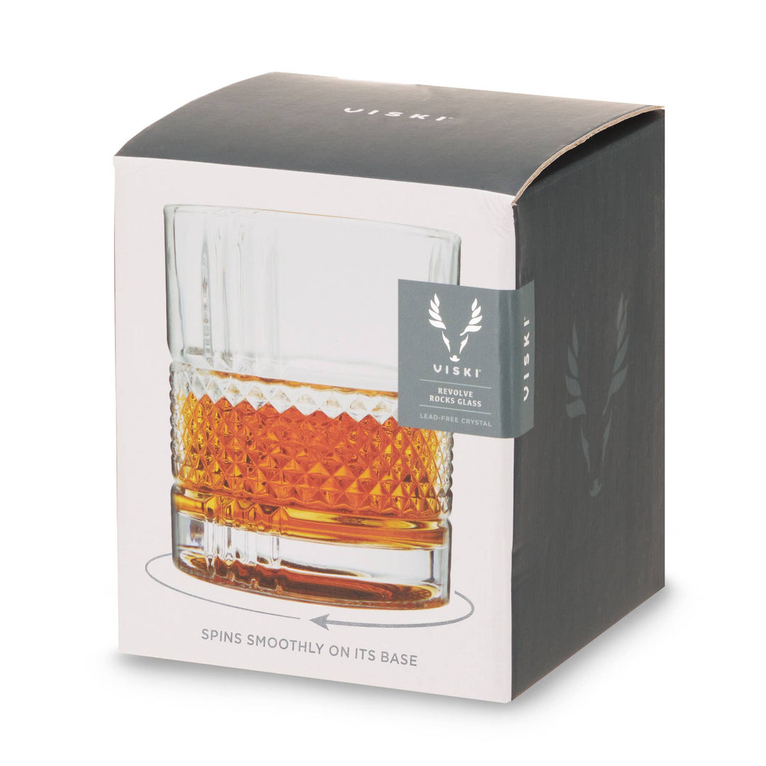 Revolve Crystal Spinning Scotch Rocks Glass - Something Splendid Co.