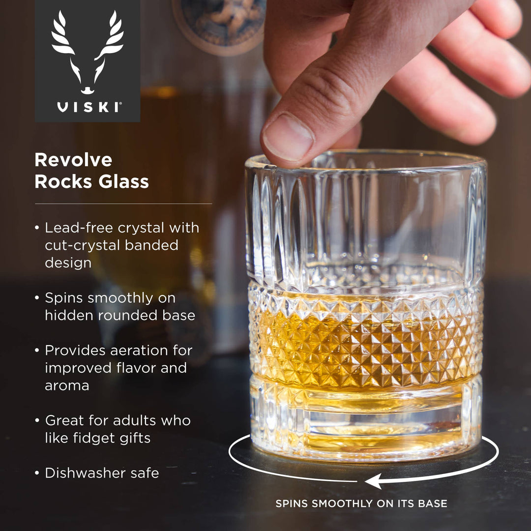 Revolve Crystal Spinning Scotch Rocks Glass - Something Splendid Co.