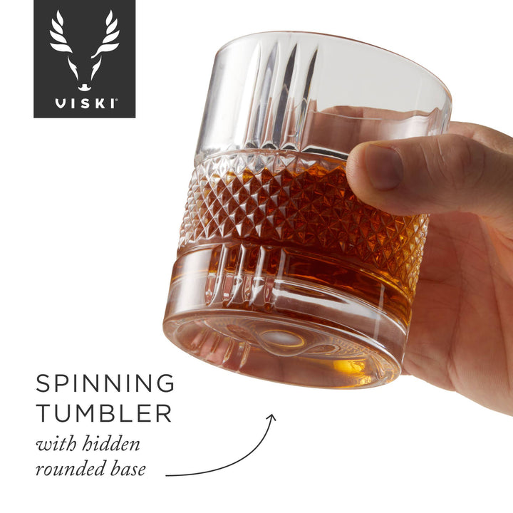 Revolve Crystal Spinning Scotch Rocks Glass - Something Splendid Co.