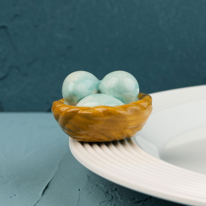 Robin's Egg Mini by Nora Fleming — hand-painted ceramic nest of robin's-egg blue eggs