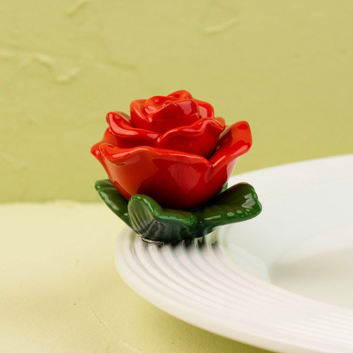 Roses Are Red Mini by Nora Fleming — hand-painted ceramic red rose