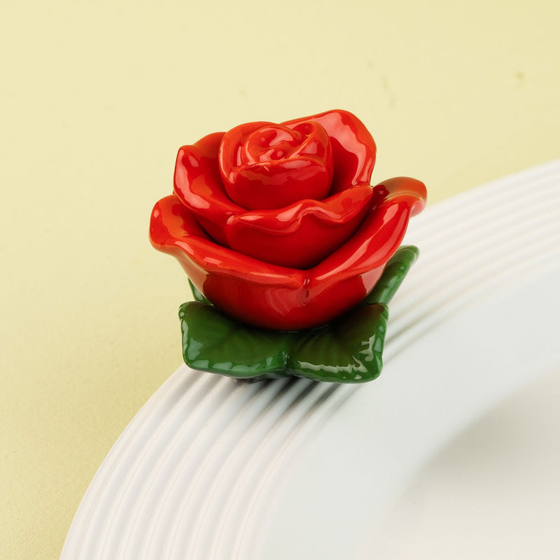 Roses Are Red Mini by Nora Fleming — hand-painted ceramic red rose (alternate view 2)