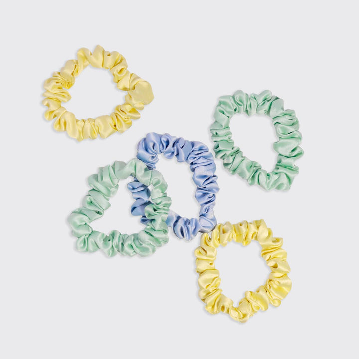 Ruched Satin Scrunchies 5pc Set - Multi - color - Something Splendid Co.