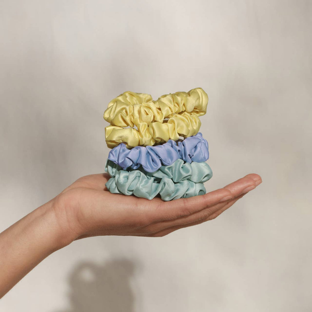Ruched Satin Scrunchies 5pc Set - Multi - color - Something Splendid Co.
