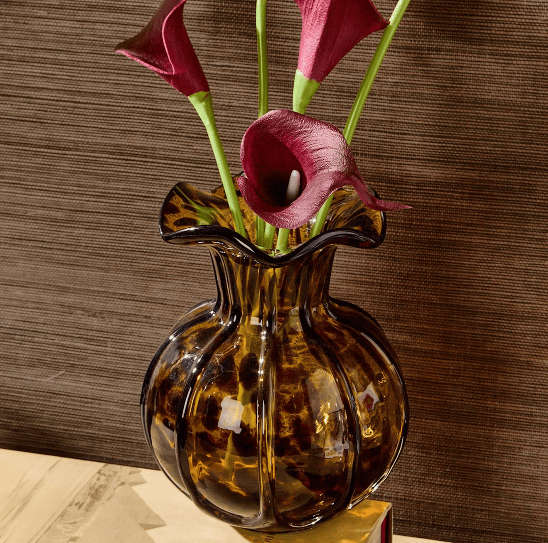 Ruffled Tortoise Print Vase - Something Splendid Co.