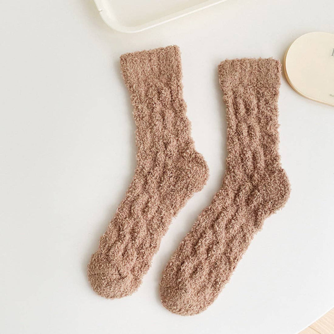 Rufia - Solid Color Soft Coral Fleece Socks - Something Splendid Co.