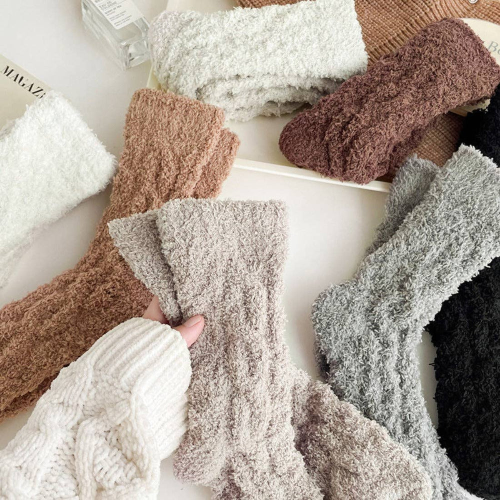 Rufia - Solid Color Soft Coral Fleece Socks - Something Splendid Co.