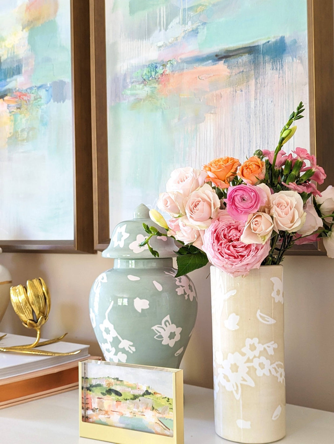 Sakura Ginger Jars in Hydrangea Light Blue - Something Splendid Co.