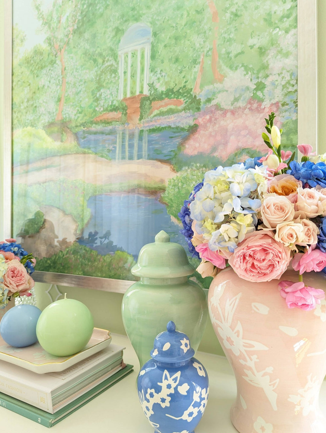 Sakura Ginger Jars in Hydrangea Light Blue - Something Splendid Co.