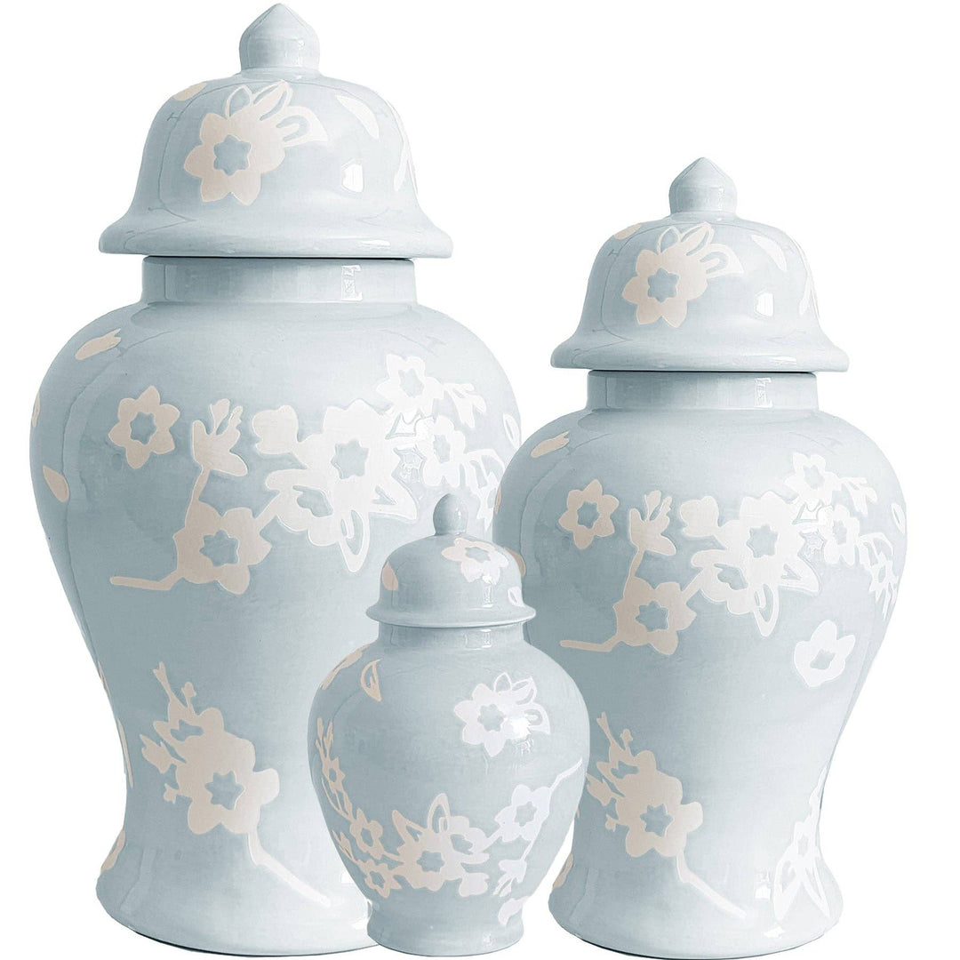 Sakura Ginger Jars in Hydrangea Light Blue - Something Splendid Co.