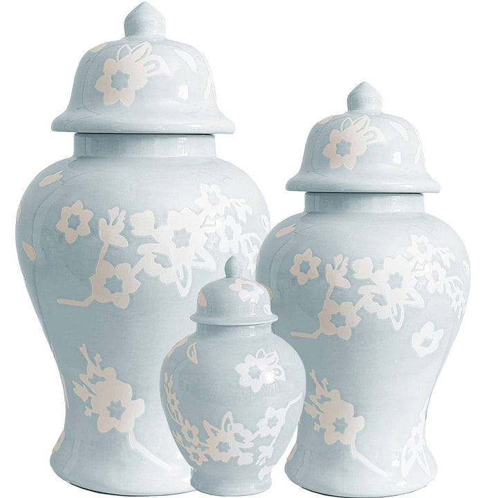 Sakura Ginger Jars in Hydrangea Light Blue - Something Splendid Co.