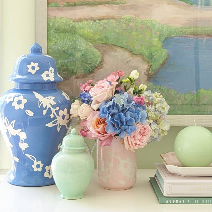 Sakura Ginger Jars in Hydrangea Light Blue - Something Splendid Co.