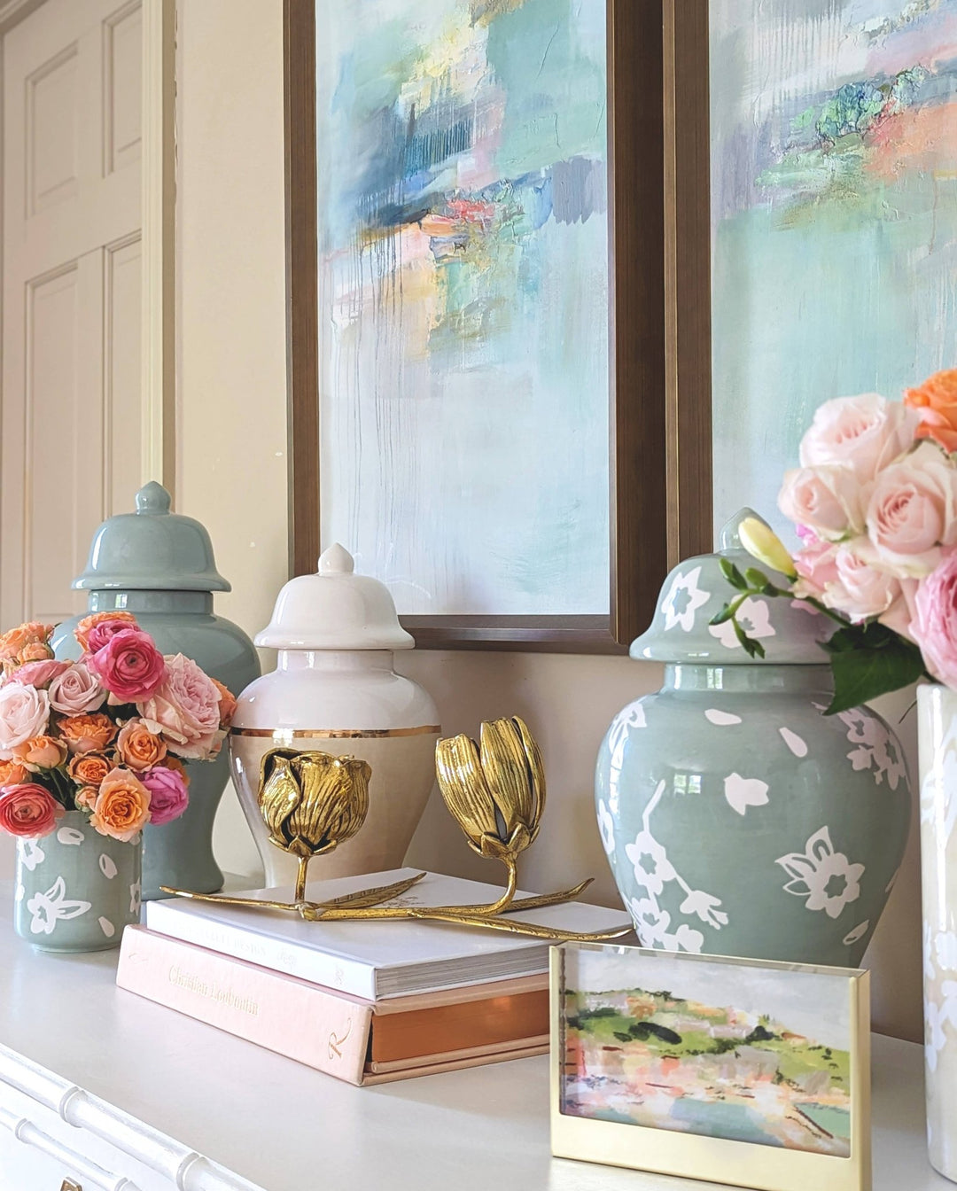 Sakura Ginger Jars in Hydrangea Light Blue - Something Splendid Co.