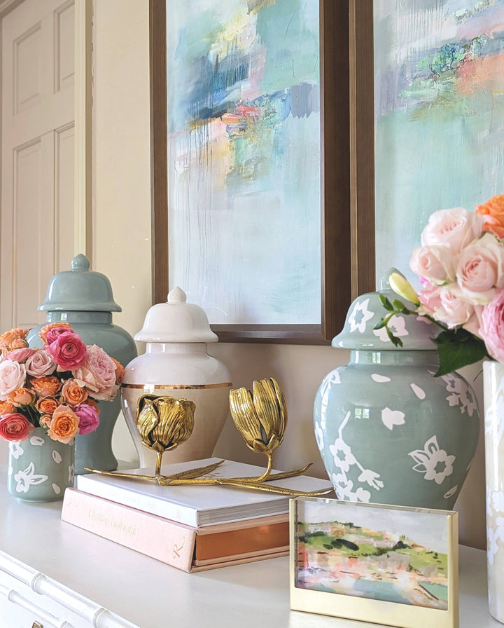 Sakura Ginger Jars in Hydrangea Light Blue - Something Splendid Co.